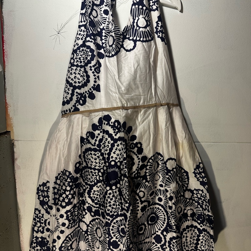 Nine West Womens Halter Dress with Navy Floral Pattern